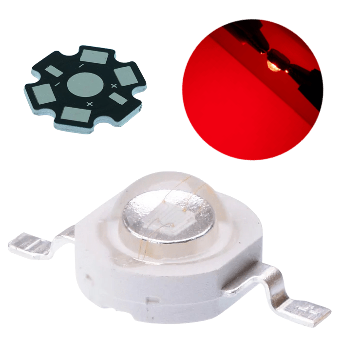 Led 3w Epistar Rojo Alta Potencia 10 Leds + 10 Bases