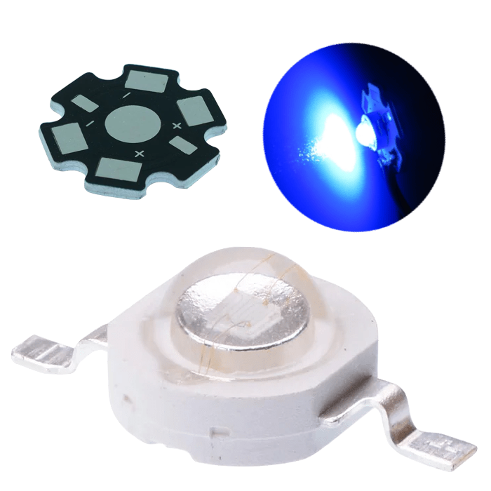 Led 3w Epistar Royal Blue 450 - 455nm 10 Leds + 10 Bases